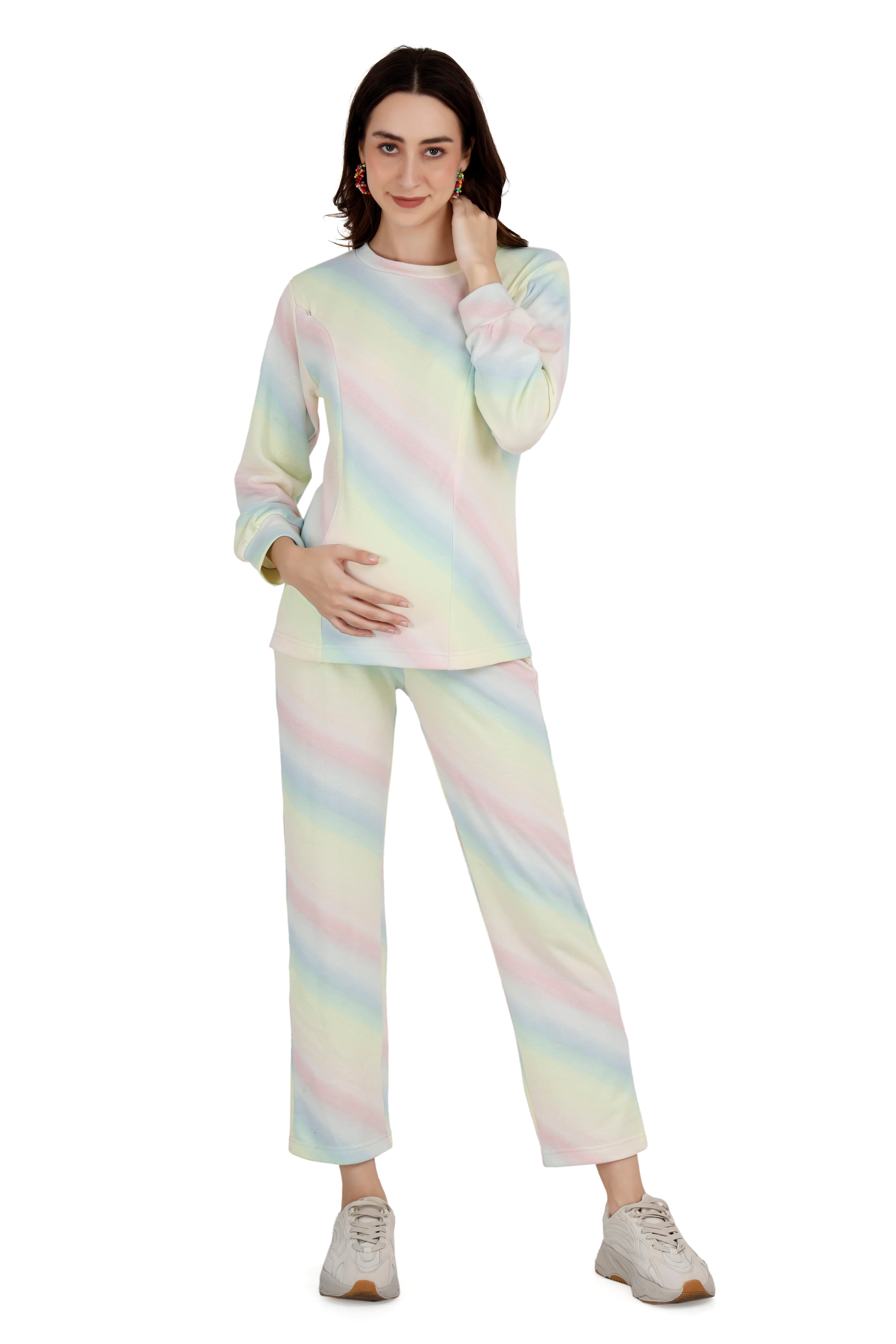 Women's Multi-Colored Rainbow Coord Set