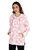 Women's Pink & White Printed Hoodie thumbnail 1