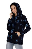 Women's Floral Navy Blue Hoodie thumbnail 2