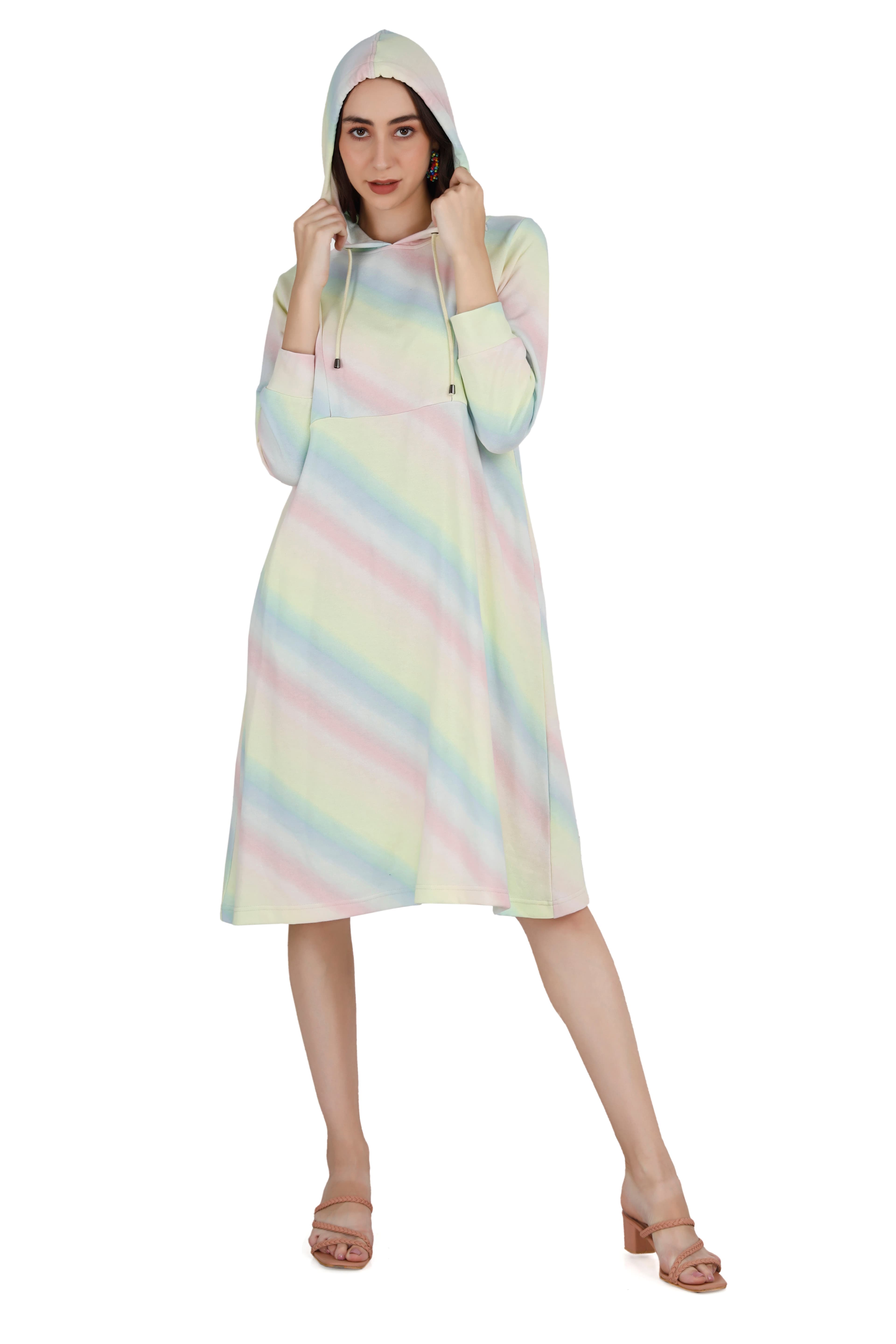 Women's Rainbow Hoodie Dress
