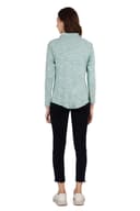 Women's Shovel Neck Textured Green Relaxed Sweatshirt thumbnail 5